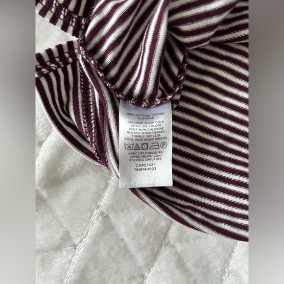 NWT Loft | Long Sleeve Striped Tee | Burgundy and White | Size Medium - Picture 9 of 10
